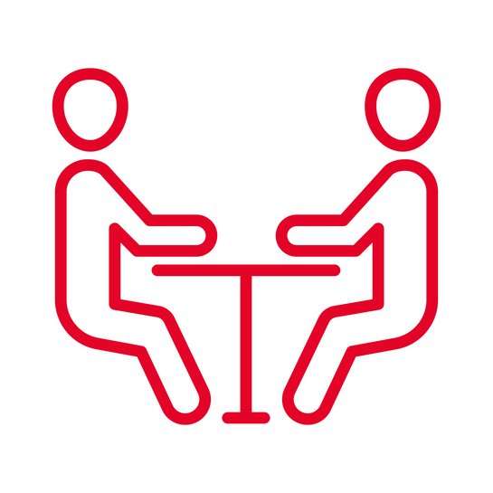 Persönliche Beratung im ewe Schauraum Rotes Icon zum Thema Küchenberatung