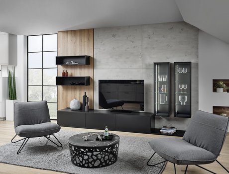 Gemütliche Wohnzimmergestaltung passend zur Küche.