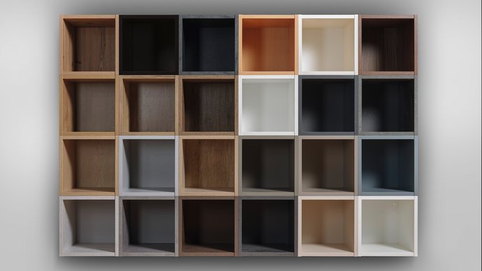 Schematische Darstellung von verschiedenen Farben für die Küchenkorpusse