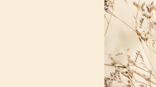 Farbkachel in beige, daneben ein farblich passendes Pflanzenbild